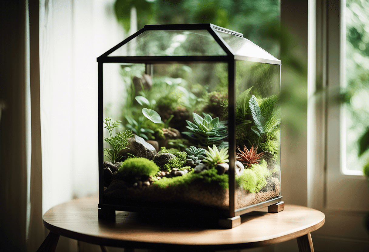 Terrarium Transparent Pour Petites Tortues, Crabes – Dimensions 32,7x19,3x12,2 Cm – Avec Zone De Pont Et Décoration – Pour Maison, école